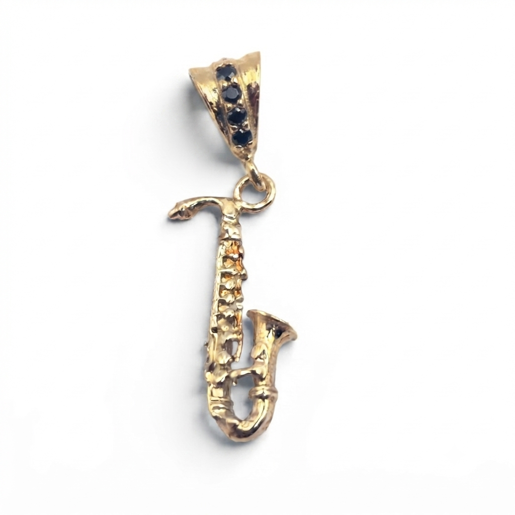 DIJE SAXOFÓN BAÑO ORO 14K