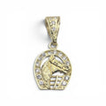 DIJE HERRADURA Y CABALLO BAÑO DE ORO 14K