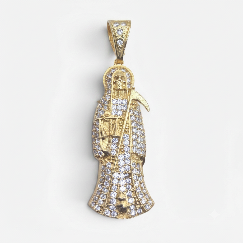 DIJE SANTA MUERTE BAÑO DE ORO 14K
