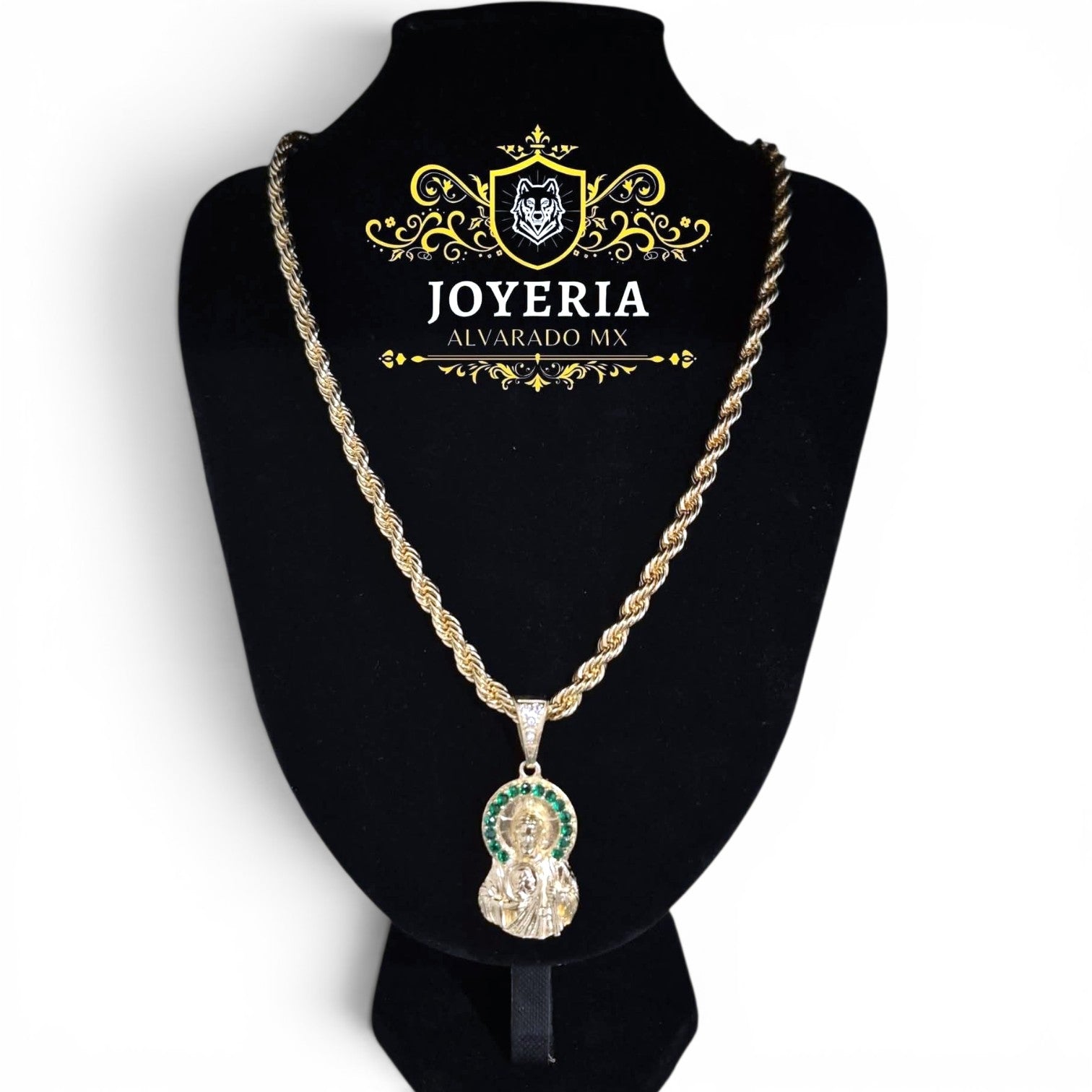CADENA Y DIJE SAN JUDAS TADEO BAÑO DE ORO 14K PROMOCIÓN.