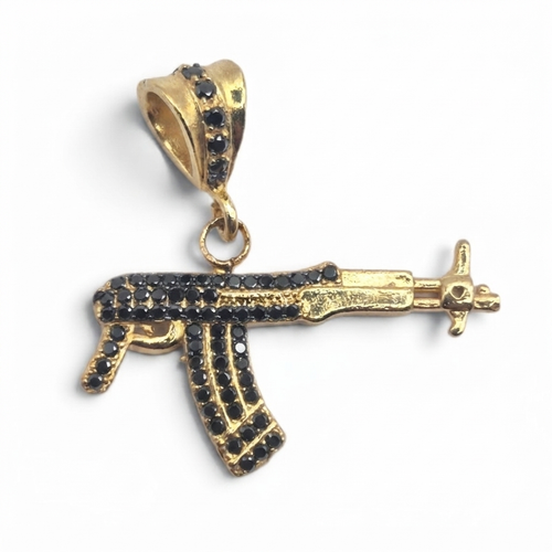 DIJE AK-47 BAÑO DE ORO 14K