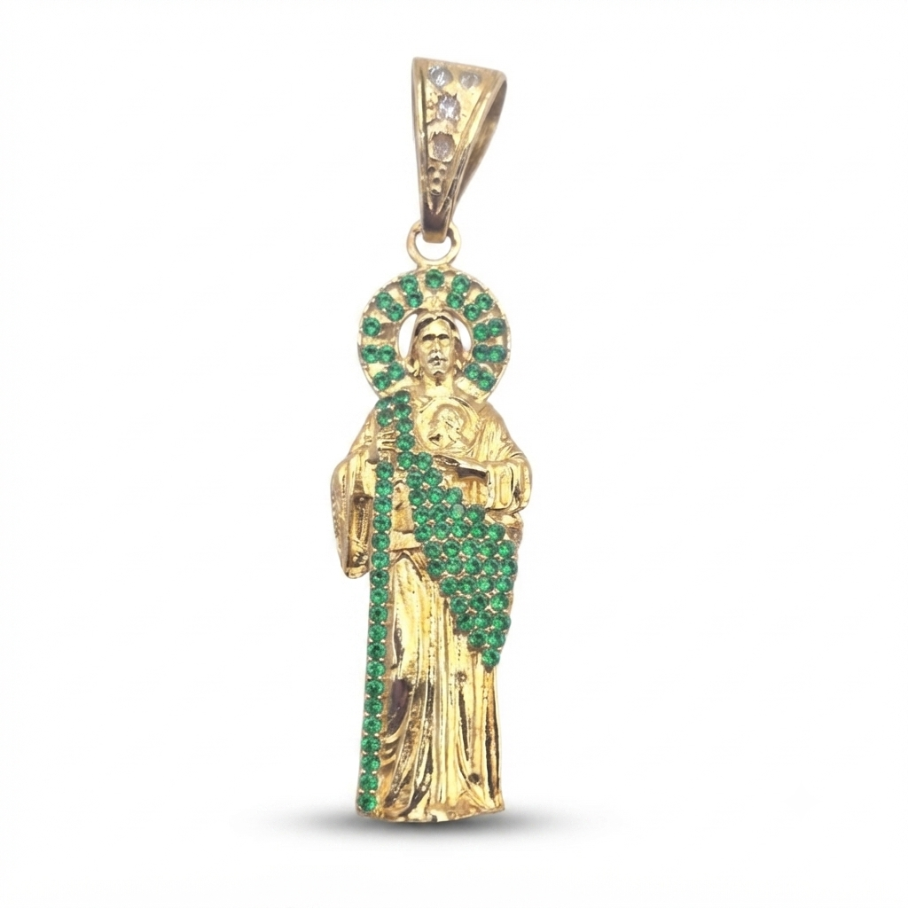 DIJE SAN JUDAS TADEO CUERPO COMPLETO, BAÑO ORO 14K