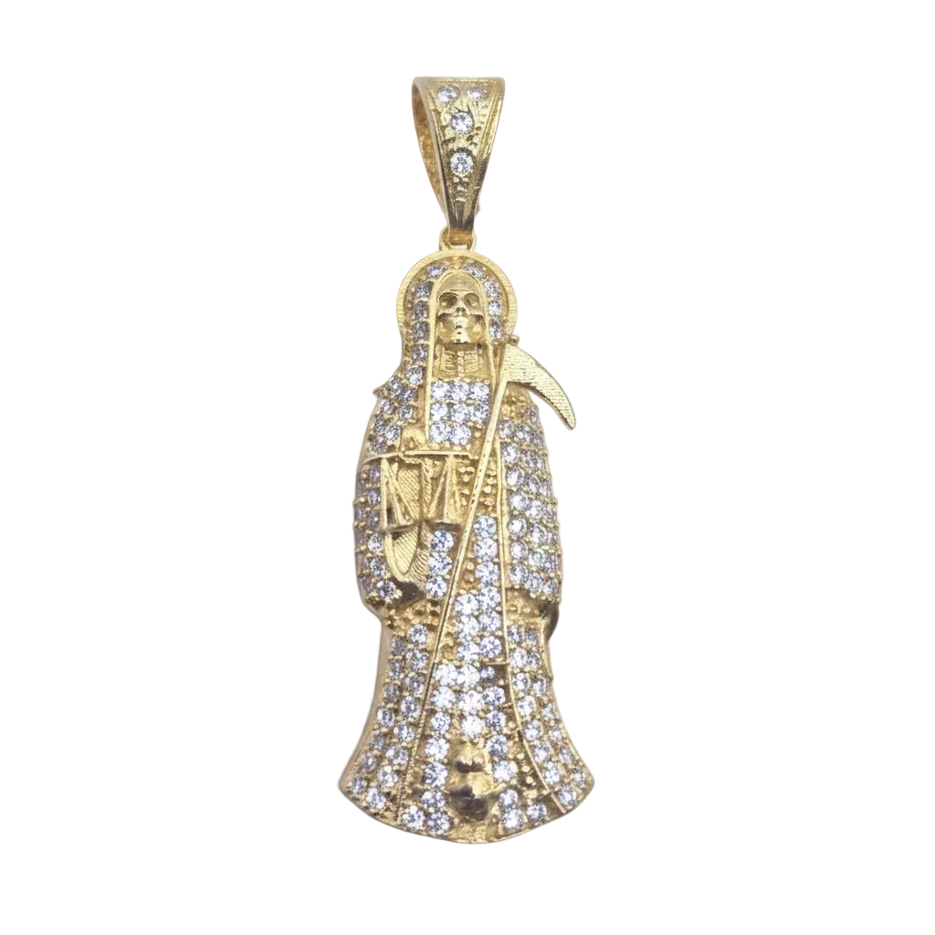 DIJE SANTA MUERTE BAÑO DE ORO 14K