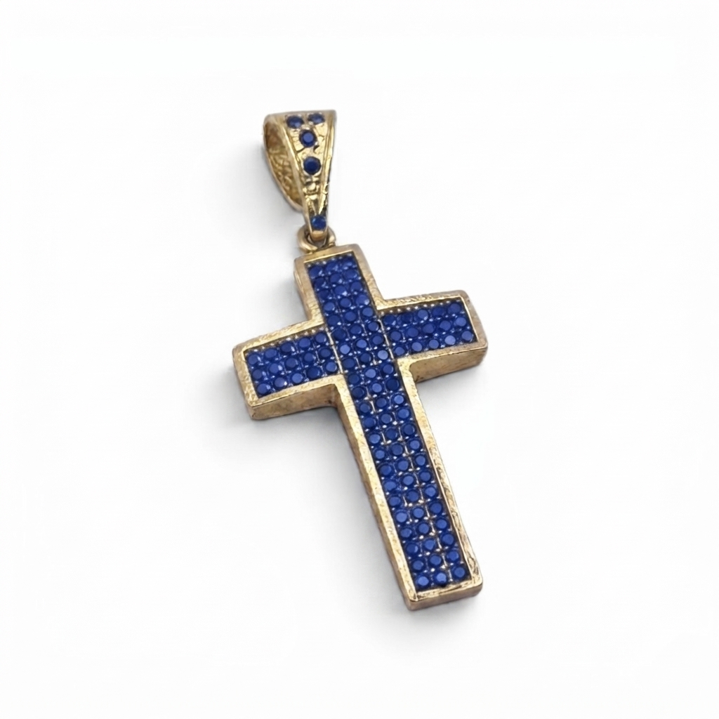 DIJE CRUZ BAÑO DE ORO 14K