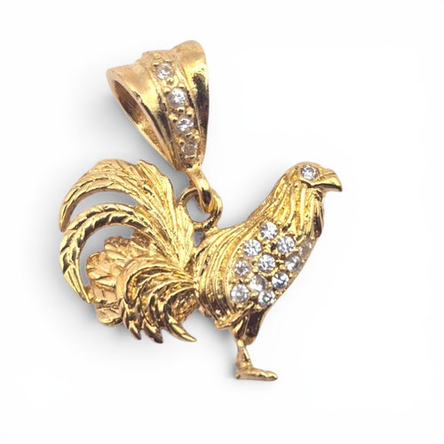 DIJE DE GALLO MOD 002 BAÑO DE ORO 14K