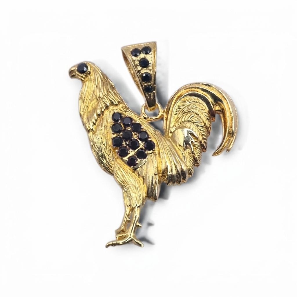 DIJE GALLO BAÑO ORO 14K