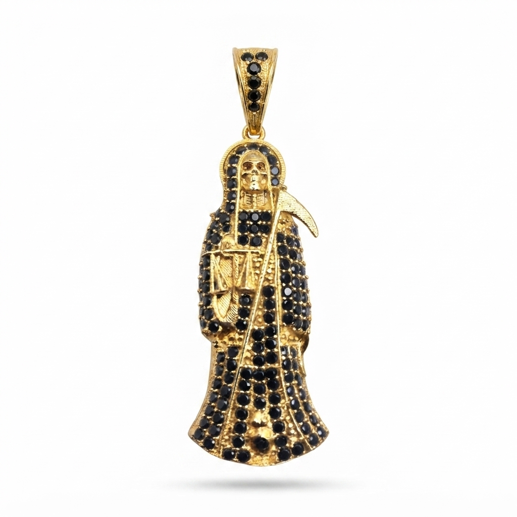 DIJE SANTA MUERTE BAÑO DE ORO 14K