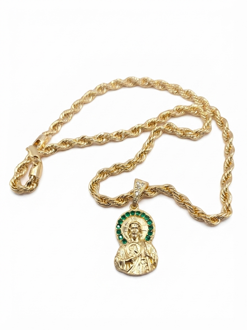 CADENA Y DIJE SAN JUDAS TADEO BAÑO DE ORO 14K PROMOCIÓN.