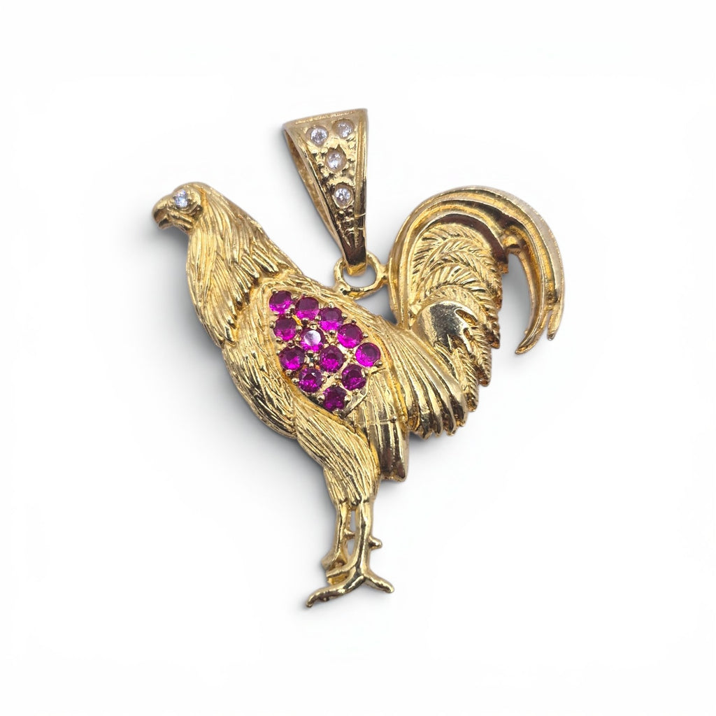 DIJE GALLO BAÑO ORO 14K