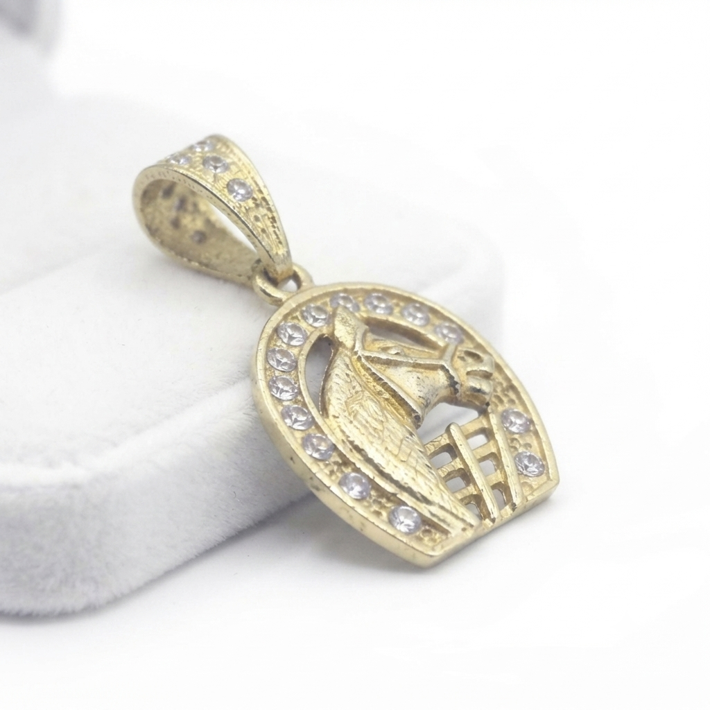 DIJE HERRADURA Y CABALLO BAÑO DE ORO 14K