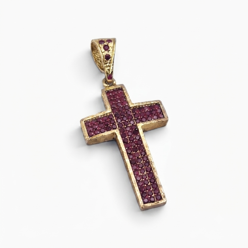 DIJE CRUZ BAÑO DE ORO 14K