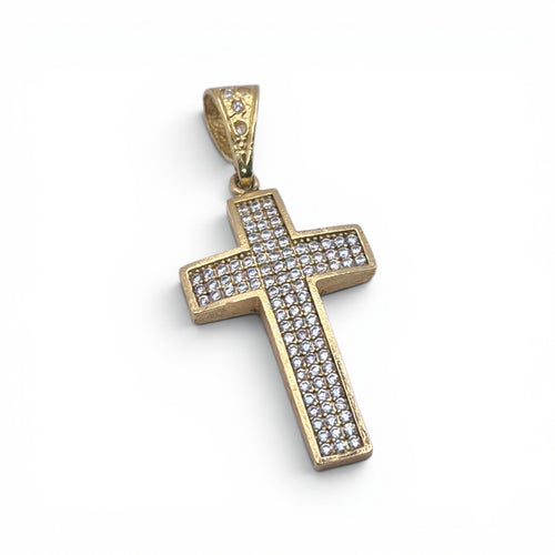 DIJE CRUZ BAÑO DE ORO 14K